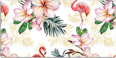 Produktbild von Schreibtischmatte Tischunterlage 100x50 cm Mauspad - Flamingos in den Blumen