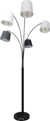 Produktbild von SalesFever Bogenlampe | 5-flammig | mit beweglichen Armen und Schirmen | Schirme Stoff | Gestell Metall | B 114 x T 38 x H 213 cm | Beige-Braun-Schwarz