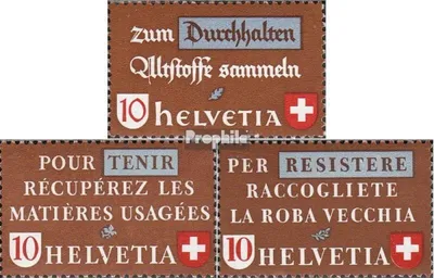 Produktbild von Briefmarken Schweiz 1942 Mi 405-407 (kompl.Ausgabe) gestempelt Altstoffsammlung