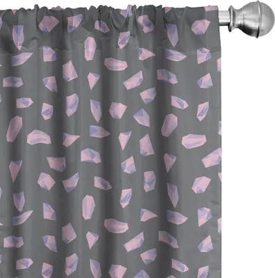 Obrázok produktu pre ABAKUHAUS Kryštálové závesy, záclony, štýlové a modernizované sklenené diely Geometrické opakujúce sa, 2 kusy 75 x 245 cm, fialová, tmavošedá, ružová