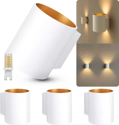 Produktbild von SSC-LUXon 4 Stück TUANI Wandlampe Up & Down Strahler – inkl. G9 LED Glühbirne 3W warmweiß dimmbar – Wandaufbaustrahler für Wohnzimmer