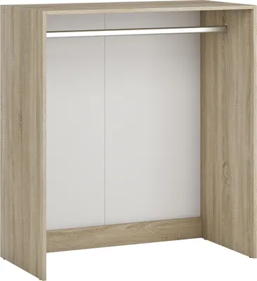 A product shot of an open wardrobe frame with a hanging rail.