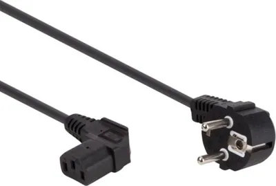 Immagine prodotto di Cavo Alimentazione Nero Cee 7/7 90° + C13 90° L=2,5 M H05Vv-F 3G1,0 Mm²