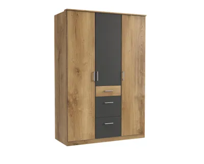Produktbild von Kleiderschrank Click in Plankeneiche mit Grafit - Kleiderschrank 135 cm Breite ohne Spiegel