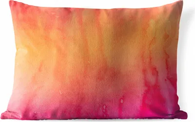 Produktbild von MuchoWow® Outdoor Kissen - Aquarell - Rosa - Orange - 60x40 cm - Wetterfest - Lounge Kissen - Zierkissen - Kissen für Innenräume