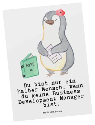 Produktbild von Mr. & Mrs. Panda Postkarte Business Development Manager Herz - Weiß - Geschenk, Ansichtskarten, Ansichtskarte, Postkarten, kunstkarte, Grußkarte