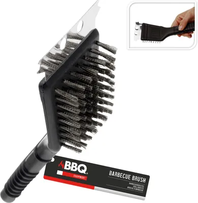 Image de Brosse pour barbecue, acier inoxydable/polypropylène, 20 cm, noire