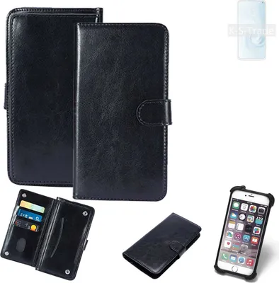 Produktbild von K-S-Trade 360° Hülle kompatibel mit Meizu 17 Pro schwarz Kunstleder Case BookCase WalletCase Kunstlederederhülle Handyhülle, Rundumschutz Bumper