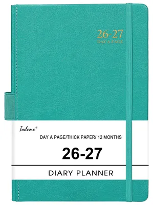 Imagen del producto de Diario académico 2026-2027, una página por día, color verde, para un año, diseñado para la organización