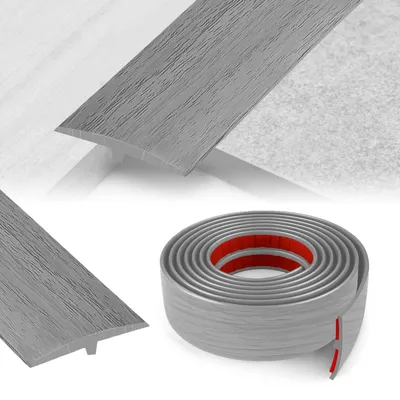 Produktbild von Übergangsprofil selbstklebend - T-Profil - Dehnungsfugeprofil - Durchschrittleisten - Übergangsschienen - Hochwertiges PVC, 5 cm x 5 m - Bodendurchschrittleiste