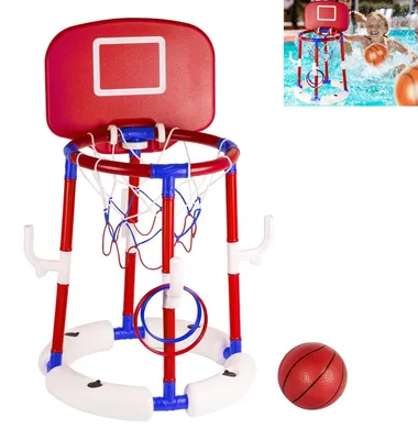 Produktbild von Pool Basketballkorb für Kinder 4-12 Jahre –2-in-1 Schwimmkorb & Oberirdisches Spiel, 6 Ringe, Bälle & Pumpe, Outdoor Wasserspiel für Schwimmbad,Sommer