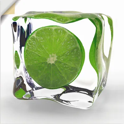 Produktbild von ARTland Wandbild, selbstklebend Limette im Eiswürfel Größe: 50x50 cm