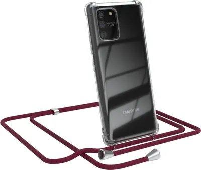 Produktbild von EAZY CASE Handykette kompatibel mit Samsung Galaxy S10 Lite, Handyhülle mit Umhängeband, Handykordel, Schutzhülle Clear, Band in Rot
