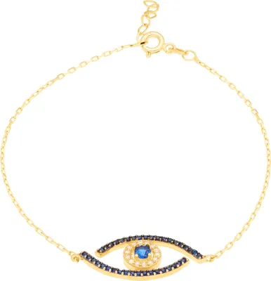 Produktbild von SuzanGold Evil Eye Armband Echtgold Armband mit blauen Steinen Schutzsymbol
