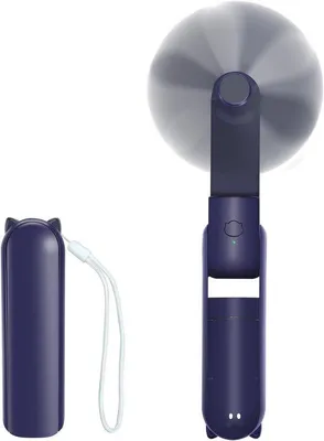 Immagine prodotto di Ventilatore da viaggio elettrico, ricaricabile tramite USB, 3 velocità, orientabile, ventilatore da viaggio e da ufficio, blu