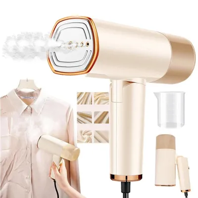 Produktbild von Tragbarer Dampfglätter - 1500 W, Kompakt und Faltbar Reisebügeleisen, 168ml Wassertank konstante Dampfleistung 20 g/min, Kein Bügelbrett erforderlich