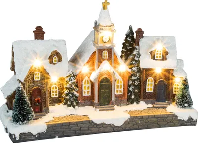 Image de Scène de Noël LED 26 cm - 9 LED - Décoration ville hivernale illuminée en blanc chaud