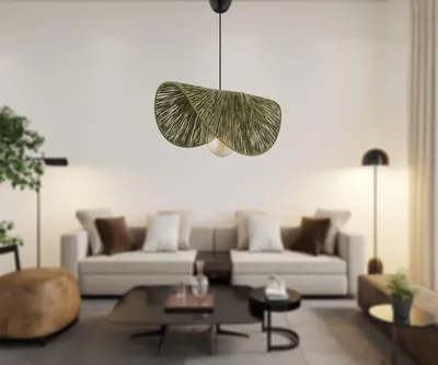 Produktbild von Opviq, Elegante Pendelleuchte, Metall, Ø20 cm, Höhenverstellbar, Grün/Schwarz