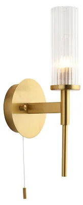 Obrázek produktu pro Nástěnné svítidlo s vypínačem TALO, saténově matná mosaz, 1xG9x15W, kov, rozměry: 29,5 x 11 x 12,8 cm, IP44, Endon
