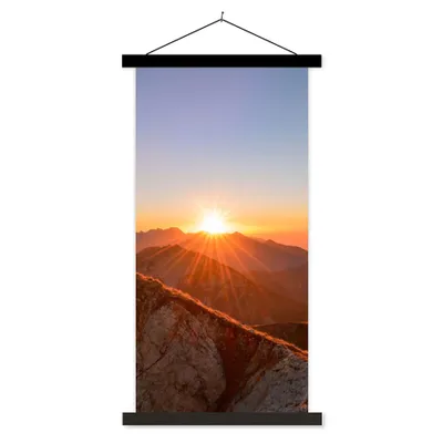 Produktbild von MuchoWow® Textilposter Berg - Landschaft - Sonne 40x80 cm mit schwarzem Rahmen - Wandemalerei