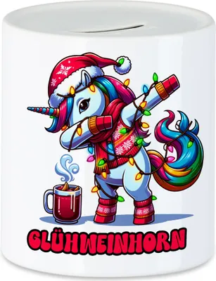 Produktbild von Glühweinhorn Spardose Weihnachtlich Einhorn Advent Wichtelgeschenk