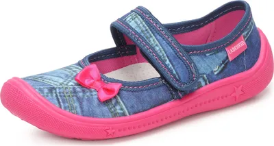 Produktbild von Ladeheid Mädchen Hausschuhe mit Klettverschluss und Einlegesohlen LAVI0004 (Jeans Rosa, 26 EU)