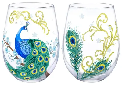 Produktbild von Weingläser, handbemalt – Set mit 2 Weingläsern – Weingläser ohne Stiel – Geschenk für Frauen – Einzigartiges Design – 18Oz – Tumbler