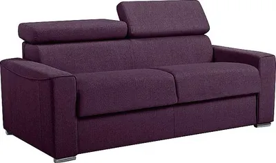 Produktbild von 3-Sitzer-Schlafsofa VIZIR im Express-Design aus Stoff – Farbe: Violett – Liegefläche mit breiten Latten (140 cm) – 22 cm dicke Memory-Schaum-Matratze