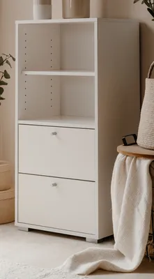 Produktbild von Regalschrank "Fidan" in weiß, Kommode mit 2 x Schubkasten 46 x 97 cm
