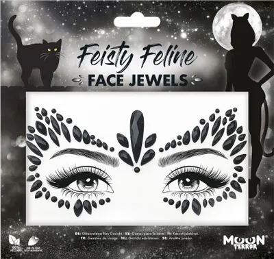Produktbild von Smiffys Schwarze Face Jewels – Glitzernde Dekoration für Kostümpartys