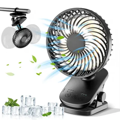 Produktbild von Tischventilator Tragbarer Ventilator,Timerfunktion,3 Geschwindigkeits,mit Nachtlicht Taillen-Clip-Ventilator Dimmer Einhängbar,360° Drehung fans