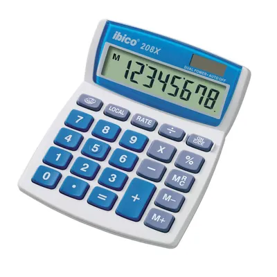 Image de calculatrice de bureau ibico 208X, écran LCD 8 chiffres