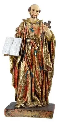 Heiligenfigur Ignatius von Loyola, Kunstharz, handbemalt, 10x6x20 cm