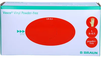 Produktbild von Vasco Vinyl powder-free L Vinyl Handschuhe Gr. L unsteril, 100 St. Handschuhe