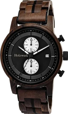 Produktbild von Holzwerk BAUNATAL Herren Holz Uhr Chronograph mit Datum, Dunkel braun, schwarz