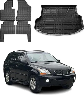 Zdjęcie produktu dla Zestaw dywaników podłogowych i wykładziny bagażnika do Kia Sorento 2009-2015 gumowy TPE czarny 5x