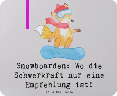 Produktbild von Mr. & Mrs. Panda Mauspad Snowboarden Freiheit - Grau Pastell - Geschenk, Abfahrten, Sport, Sprünge, Mousepad, mousematte, computer, pc, Mouse Pad, Teamsport, Pulverschnee