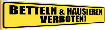 Produktbild von vianmo Holzschild 10x46 cm betteln & hausisern verboten Warnschild Hinweisschild
