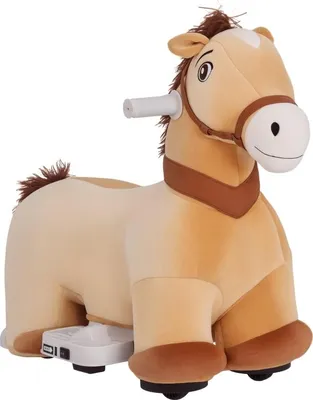 Image de Zimilo 6 V : cheval électrique pour enfants, jouet à chevaucher avec musique et pédales, jouet à chevaucher à 2 km/h, cheval électrique pour enfants de 1,5 à 3 ans, marron