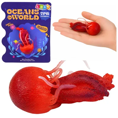 Produktbild von Gummifigur in Form einer Quallen, dehnbar, realistisches Meereslebewesen, 9 cm