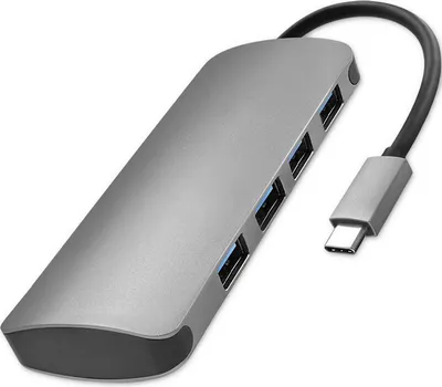 Obrázek produktu pro Qoltec 50379, USB 3.2 Gen 1 (3.1 Gen 1) Type-C, USB 3.2 Gen 1 (3.1 Gen 1) Type-A, Šedá, 0,23 m, 230 mm, 52 mm