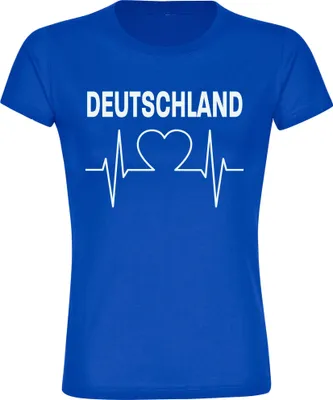 Produktbild von multifanshop Damen T-Shirt - Deutschland - Herzschlag, blau, Größe XXL