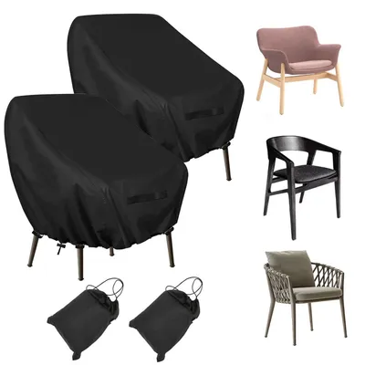 Zdjęcie produktu dla 2 pokrowce na krzesła ogrodowe, wymiary 89x97x74 cm, wodoodporne, wykonane z materiału Oxford 420D, z klamrami