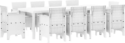 Immagine prodotto di vidaXL Set da pranzo da giardino, 11 pezzi, bianco, in polipropilene