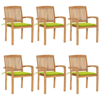 Produktbild von The Living Store Stapelbare Gartenstühle mit Kissen 6 Stk. Massivholz Teak