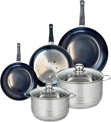 Immagine prodotto di Set di 3 padelle da 20, 24 e 28 cm e 2 pentole da 20 e 24 cm Elo Prima Brillant