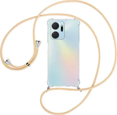 Produktbild von Handykette Backcover-Schutzhülle mit Band (Metall silberfarben) für Honor X7a (6.75'') - Goldkordel