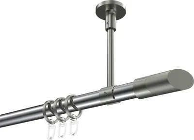 Produktbild von Interdeco Gardinenstange / Vorhangstange Chrom / Edelstahl-Optik, Typ Sonette Verano (Schräge Bicolor) Deckenmontage, 20 mm Ø 1-läufig, 220 cm