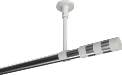 Produktbild von Interdeco Gardinenstange / Vorhangstange Chrom / Weiß, Typ Sonette Mavell (Zylinder Bicolor) ohne Ringe, Deckenmontage, 20 mm Ø 1-läufig, 180 cm