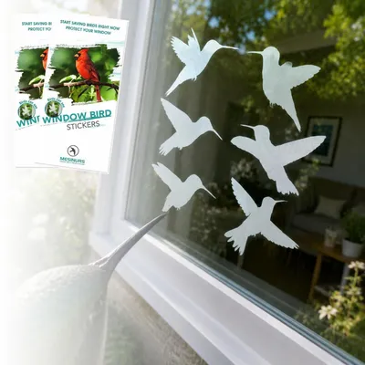 Produktbild von Fensteraufkleber gegen Vogelschlag, reflektierend, 12 Stück